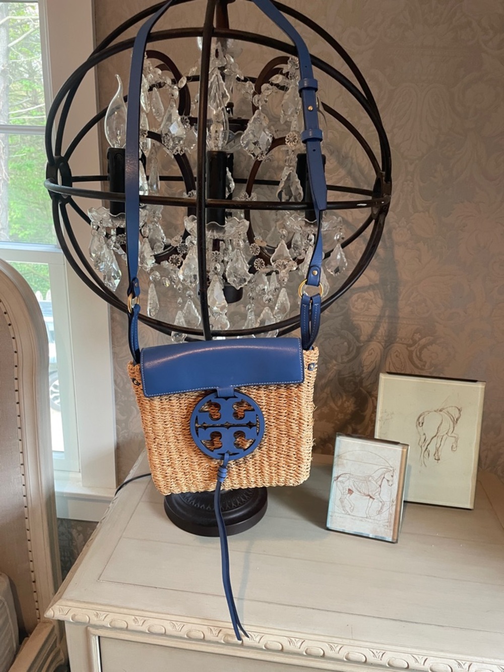 Tory Burch Woven Raffia Miller crossbody bag purse